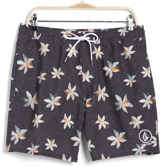 Volcom Other - Volcom Manic Trunk 17 Men's Gray Floral Swim Trunks Size Extra Extra Large NWT